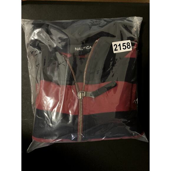 Nautica Vintage Quarter Zip Rugby Pullover Mens XL Red/Black Striped Sport Y2K - Picture 10 of 10